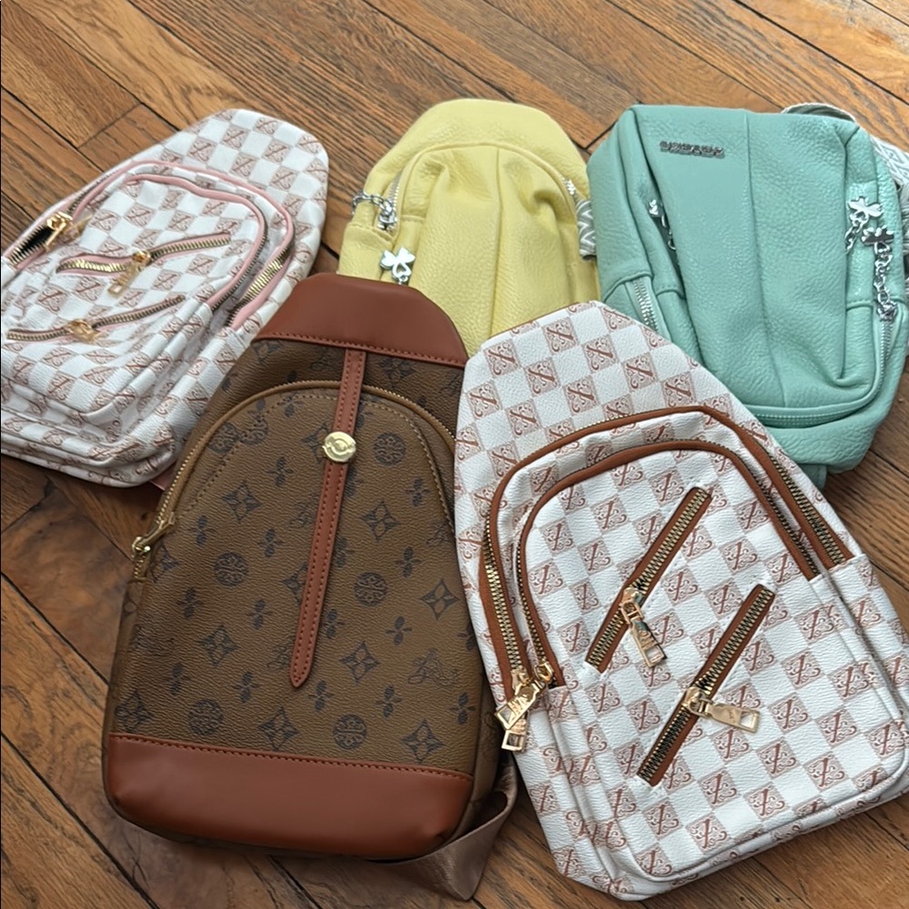Brown and Cream Crossbody Bags with Rustic Design